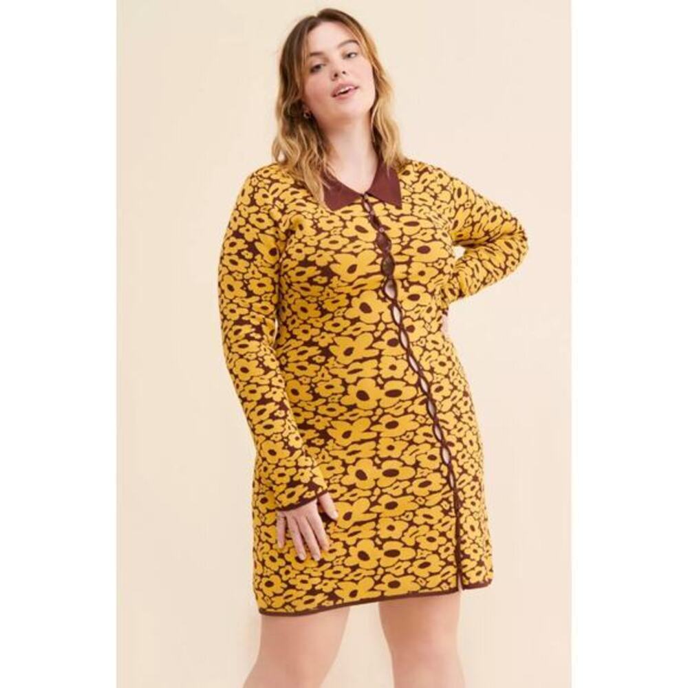 Urban Outfitters 4SI3NNA Retro Floral Print Goldie Mini Dress Size 1X